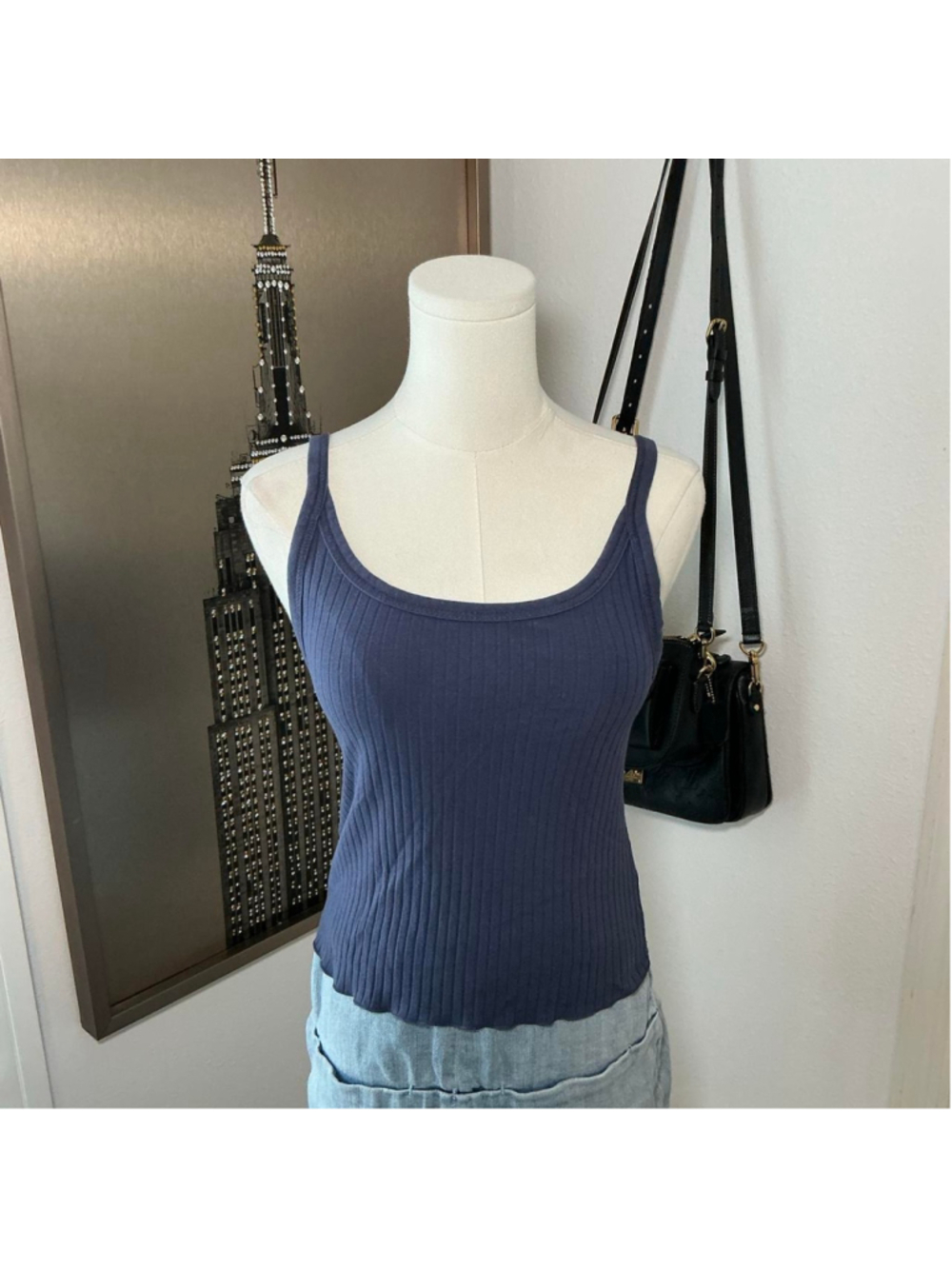 Old Navy Blue Ribbed Scoop Neck Tank Top Size Small